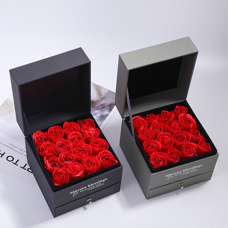 Exquisite Valentine's Day Rose Box Fashion Drawer Jewelry Storage