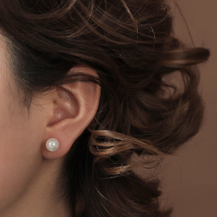 Flower Cluster Pearl Stud Earrings | 2 Side Floral Earrings | Pearl Earrings Stud with Sterling Silver Pins