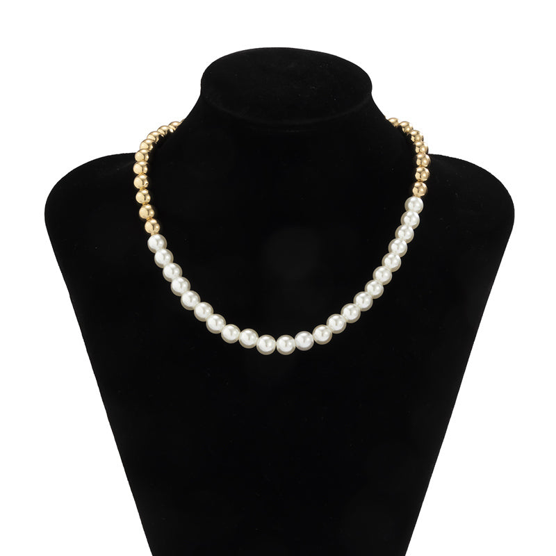 AAA Mens Pearl Necklace | Metal Real Pearl Necklace for Men in 18K Gold and White Gold Plated (10mm)