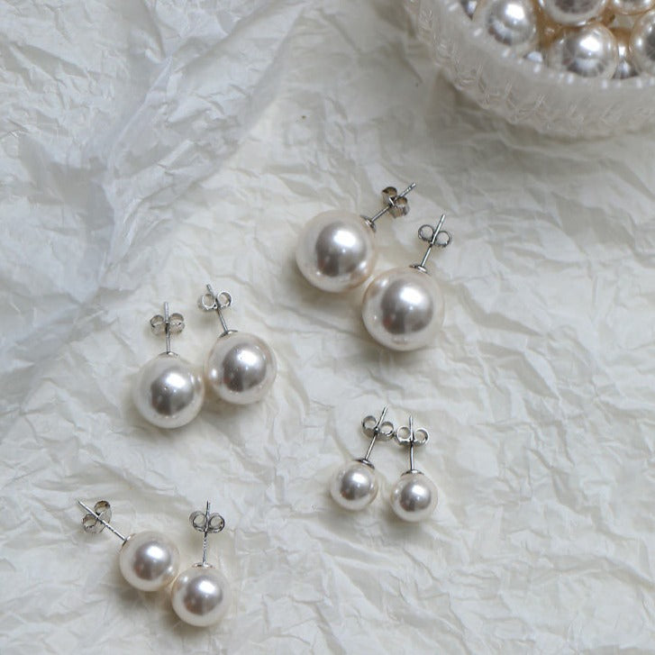 Pendientes de perlas | Pendientes de perlas con clip | Pendientes de perlas grandes para orejas perforadas y no perforadas