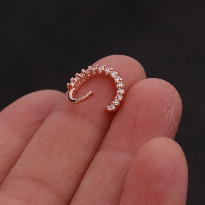 20G Titanium 20G CNC Pave Clicker Ring - Nose, Cartilage, Earlobe