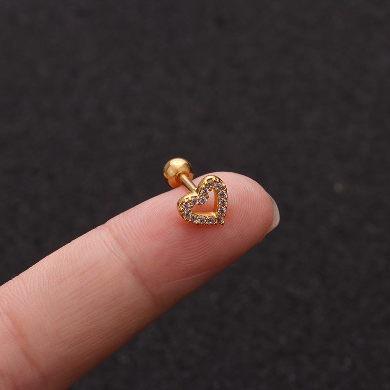16G Crystal Titanium Internally Threaded Double Gem Single Cartilage Earring Crystal Ear Stud Body Jewelry