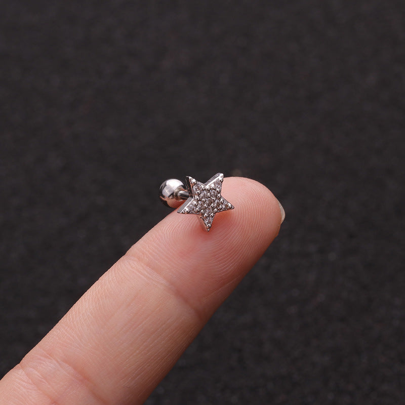 16G Crystal Titanium Internally Threaded Double Gem Single Cartilage Earring Crystal Ear Stud Body Jewelry