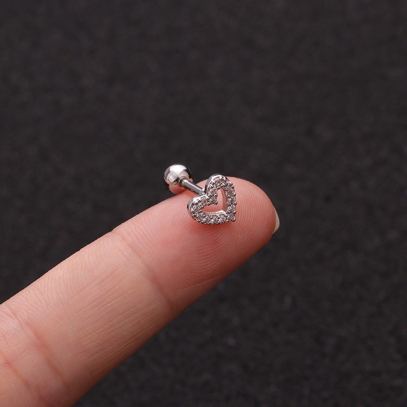16G Crystal Titanium Internally Threaded Double Gem Single Cartilage Earring Crystal Ear Stud Body Jewelry
