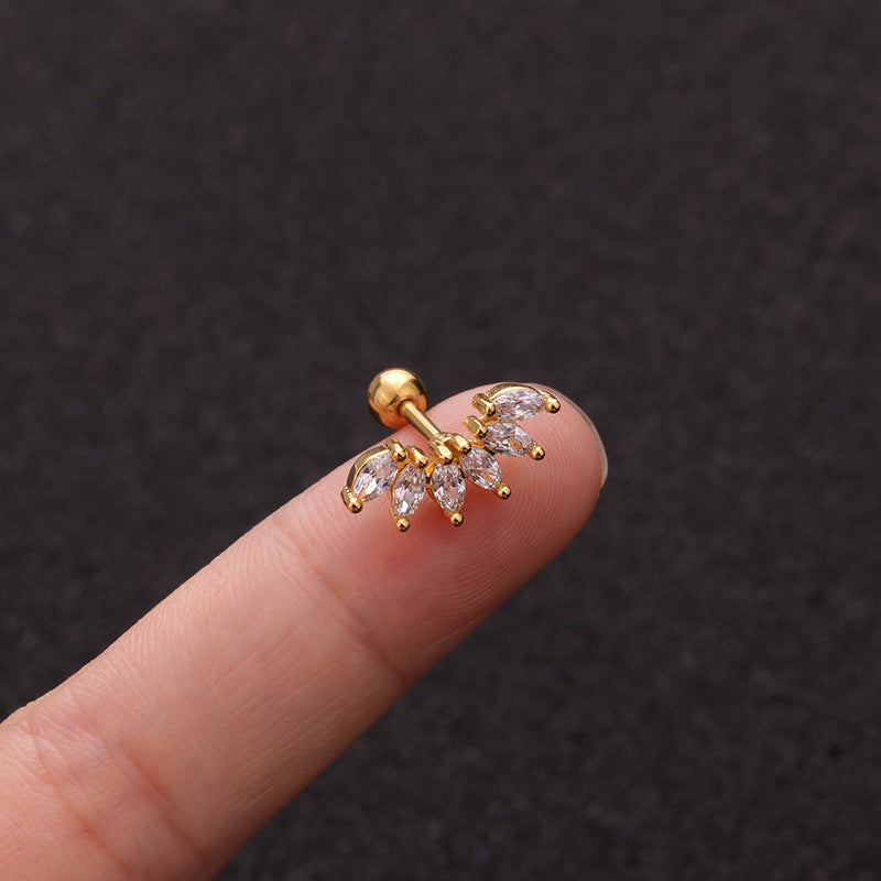16G Crystal Titanium Internally Threaded Double Gem Single Cartilage Earring Crystal Ear Stud Body Jewelry