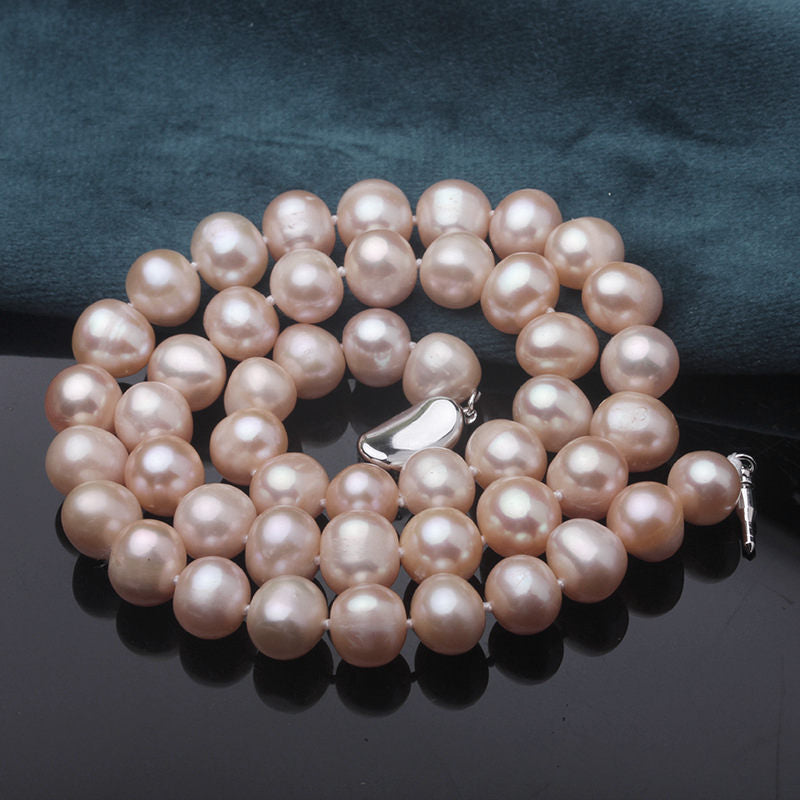 AAA Cultured Freshwater Pearl Necklace Near Round Pearl in Sterling Silver Clasp 3 Pearl Color Available 18 inch / 45cm
