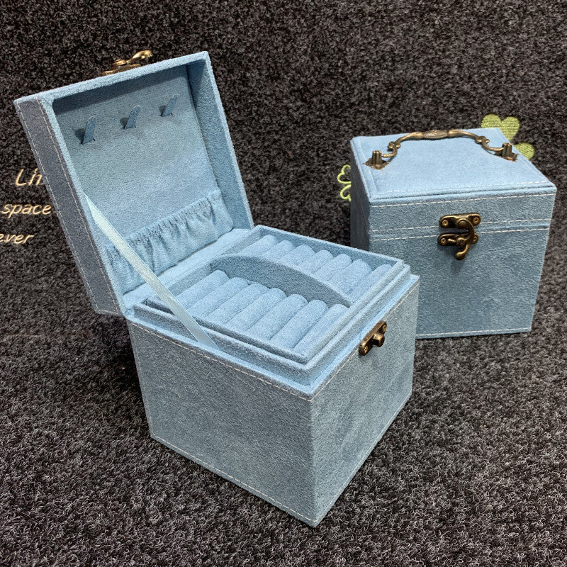 Rubik's Cube Mini stud earrings rings Jewelry Box Useful Makeup Organizer Travel Portable Jewelry Lint Box