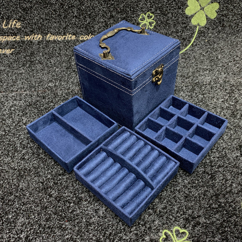 Rubik's Cube Mini stud earrings rings Jewelry Box Useful Makeup Organizer Travel Portable Jewelry Lint Box