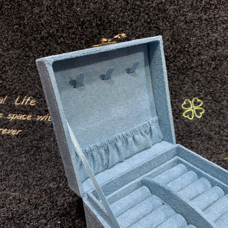 Rubik's Cube Mini stud earrings rings Jewelry Box Useful Makeup Organizer Travel Portable Jewelry Lint Box