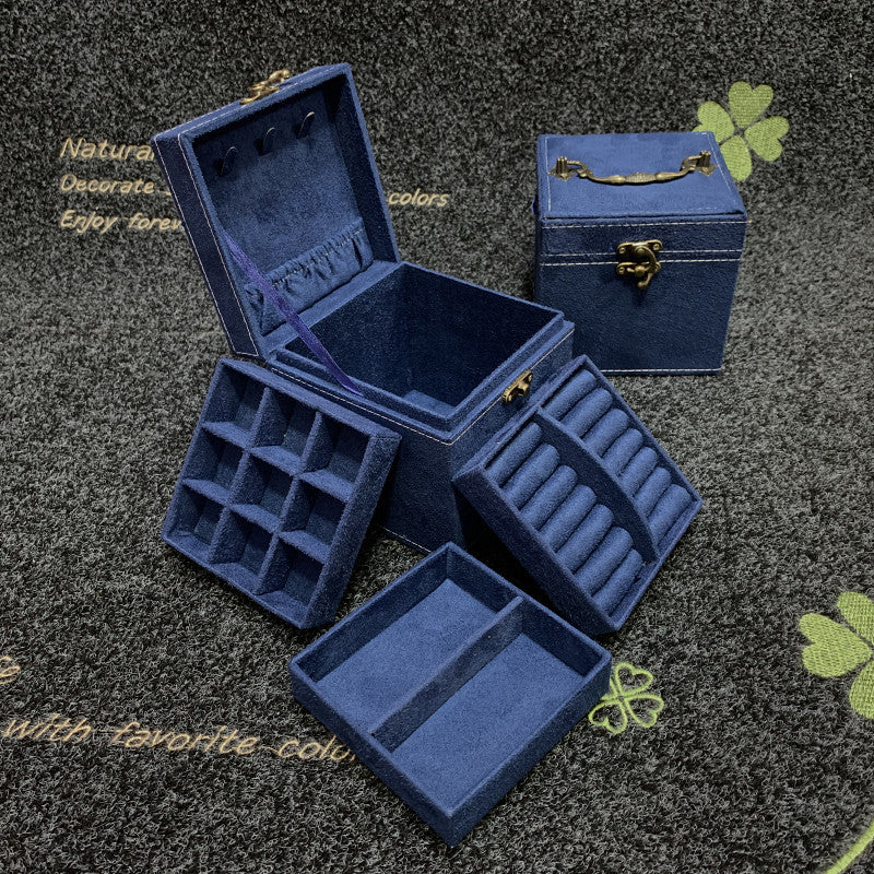 Rubik's Cube Mini stud earrings rings Jewelry Box Useful Makeup Organizer Travel Portable Jewelry Lint Box