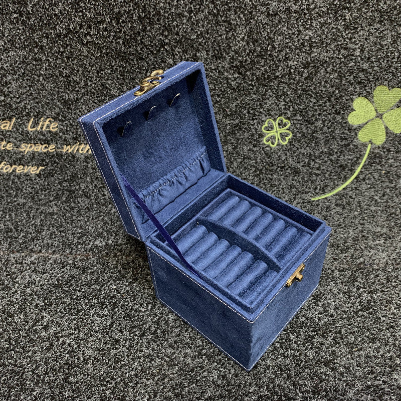 Rubik's Cube Mini stud earrings rings Jewelry Box Useful Makeup Organizer Travel Portable Jewelry Lint Box