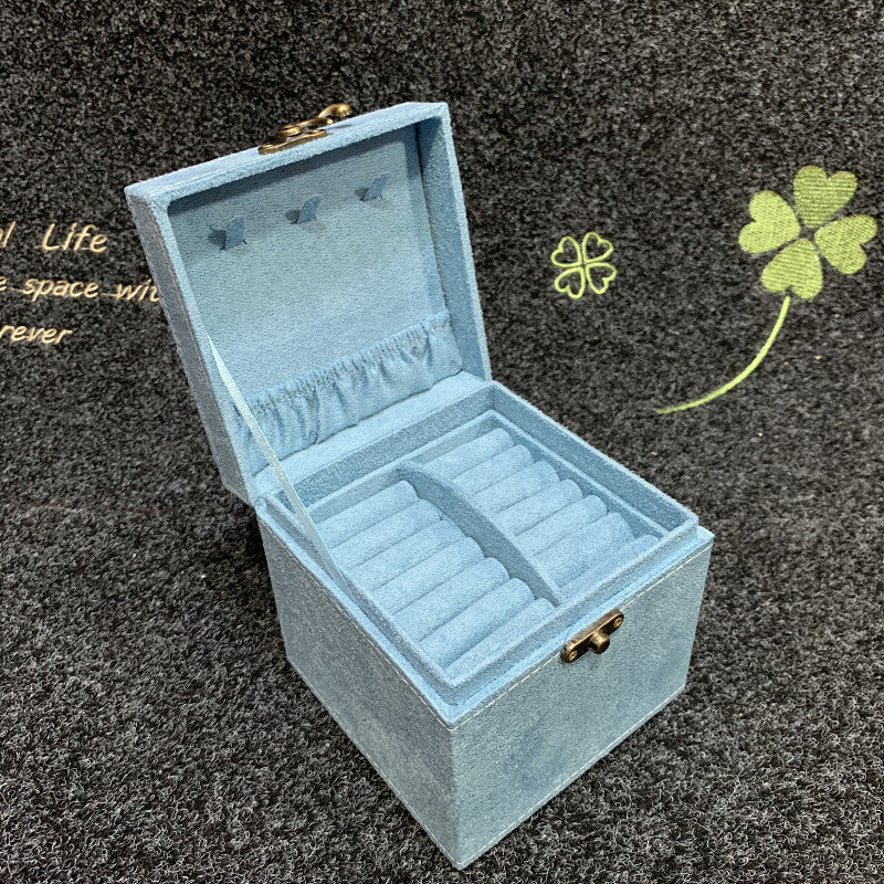 Rubik's Cube Mini stud earrings rings Jewelry Box Useful Makeup Organizer Travel Portable Jewelry Lint Box