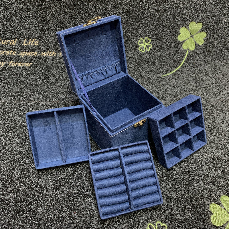 Rubik's Cube Mini stud earrings rings Jewelry Box Useful Makeup Organizer Travel Portable Jewelry Lint Box