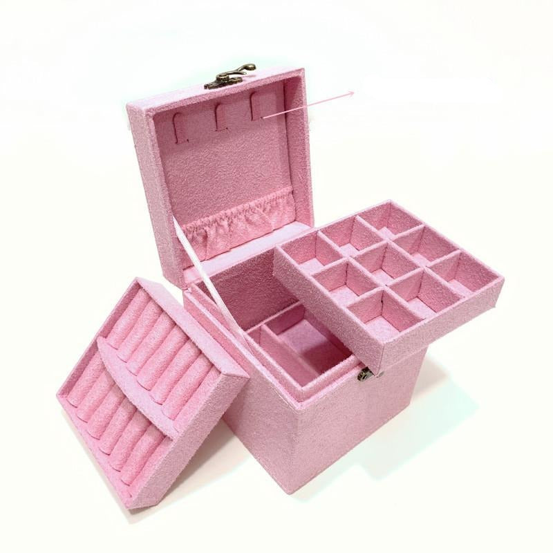 Rubik's Cube Mini stud earrings rings Jewelry Box Useful Makeup Organizer Travel Portable Jewelry Lint Box