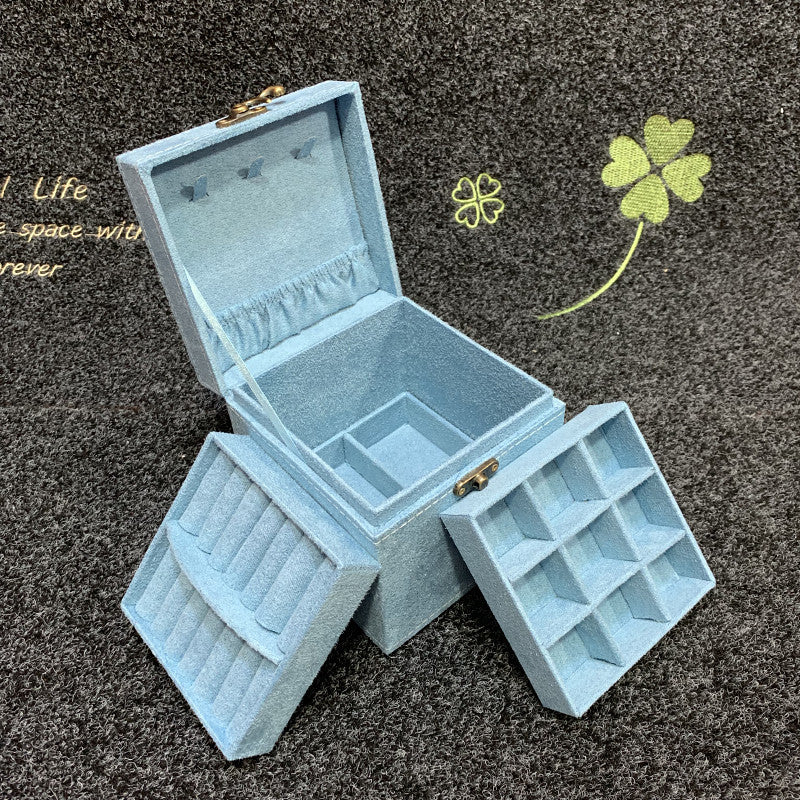 Rubik's Cube Mini stud earrings rings Jewelry Box Useful Makeup Organizer Travel Portable Jewelry Lint Box