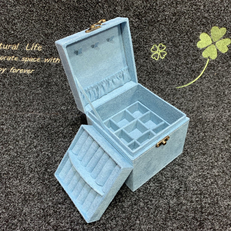 Rubik's Cube Mini stud earrings rings Jewelry Box Useful Makeup Organizer Travel Portable Jewelry Lint Box
