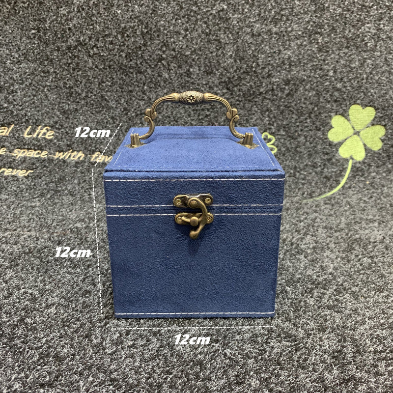 Rubik's Cube Mini stud earrings rings Jewelry Box Useful Makeup Organizer Travel Portable Jewelry Lint Box