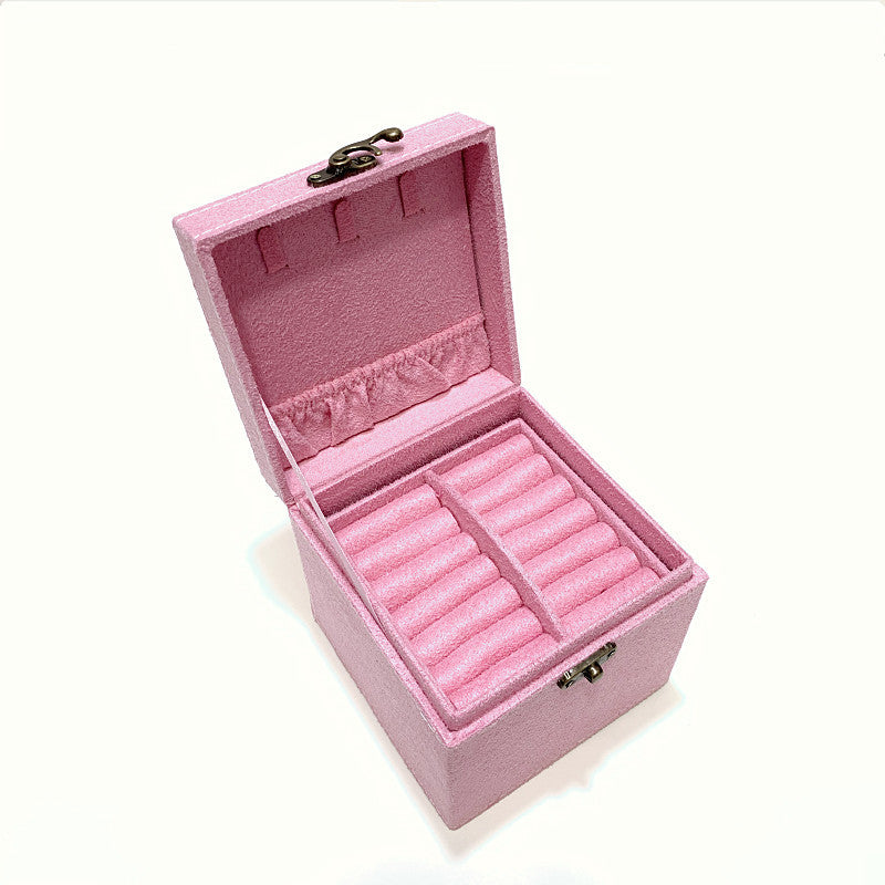 Rubik's Cube Mini stud earrings rings Jewelry Box Useful Makeup Organizer Travel Portable Jewelry Lint Box