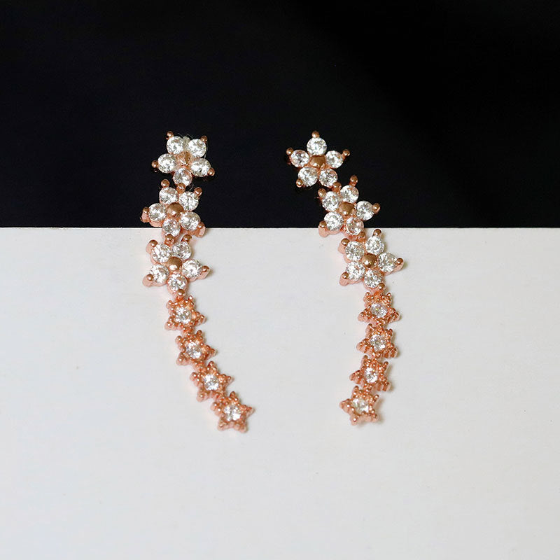 Rose Gold Star Earring Studs Artificial Crystal Stud Earrings with Silver Pin
