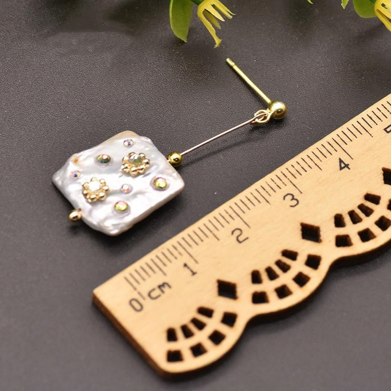 White and Champagne Mother of Pearl Drop Earrings in 14K Gold Over Sterling Silver(15-16mm)