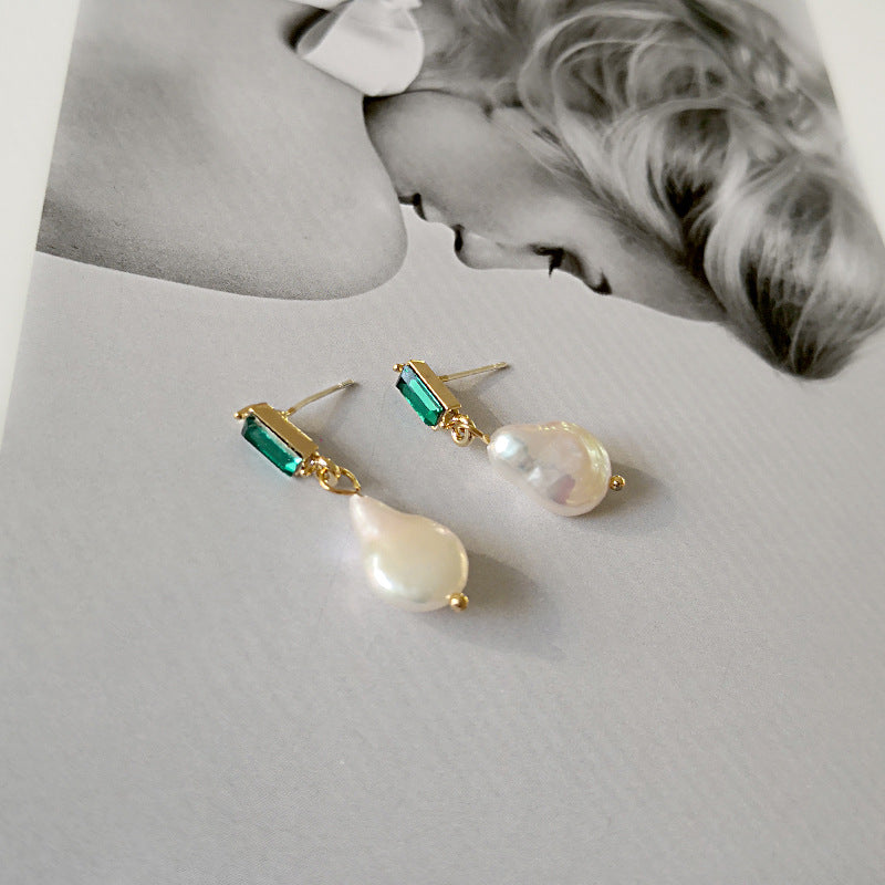 AAA Real Baroque Pearl Drop Earrings in 14K Gold Over Sterling Silver(9-10mm)