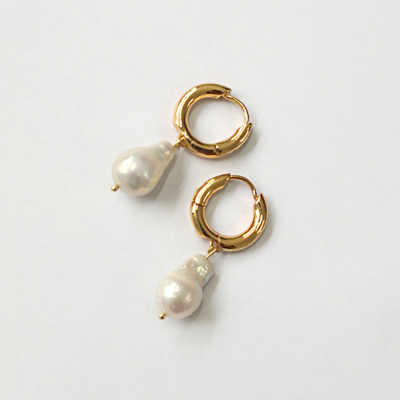 Baroque Freshwater Pearl Earrings with 925 Silver pin Handmade Jewelry