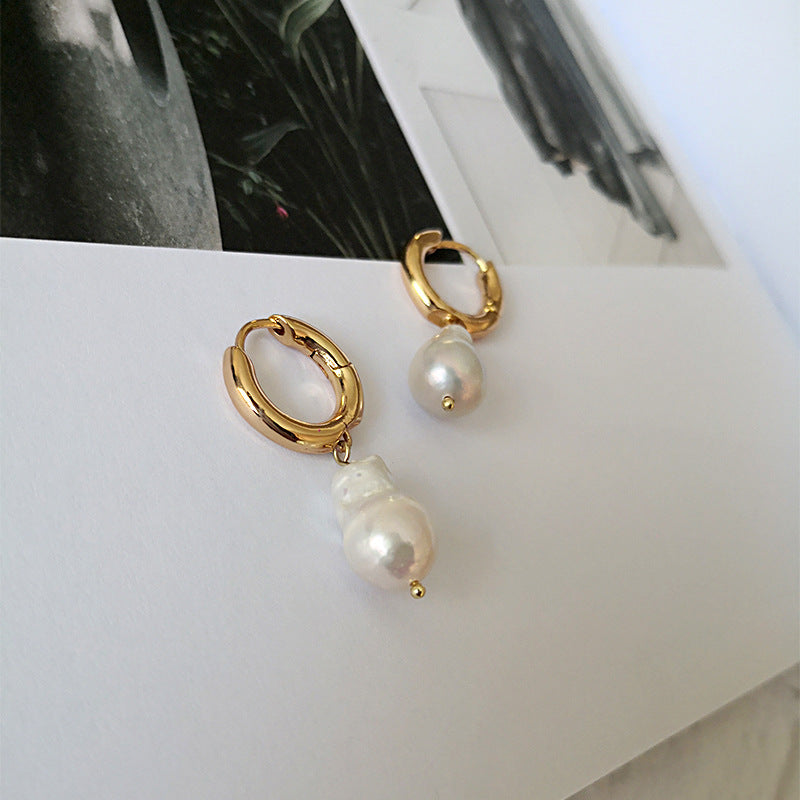 Baroque Freshwater Pearl Earrings with 925 Silver pin Handmade Jewelry