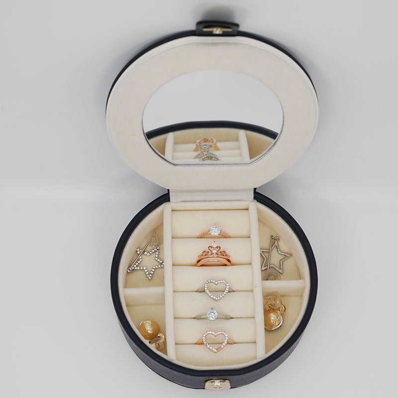 Women's Mini stud earrings rings Jewelry Box | Travel Portable Jewelry PU Box