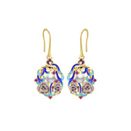 Freshwater Cultured Pearl Cloisonne Drop Earrings in 14K Gold Over Sterling Silver