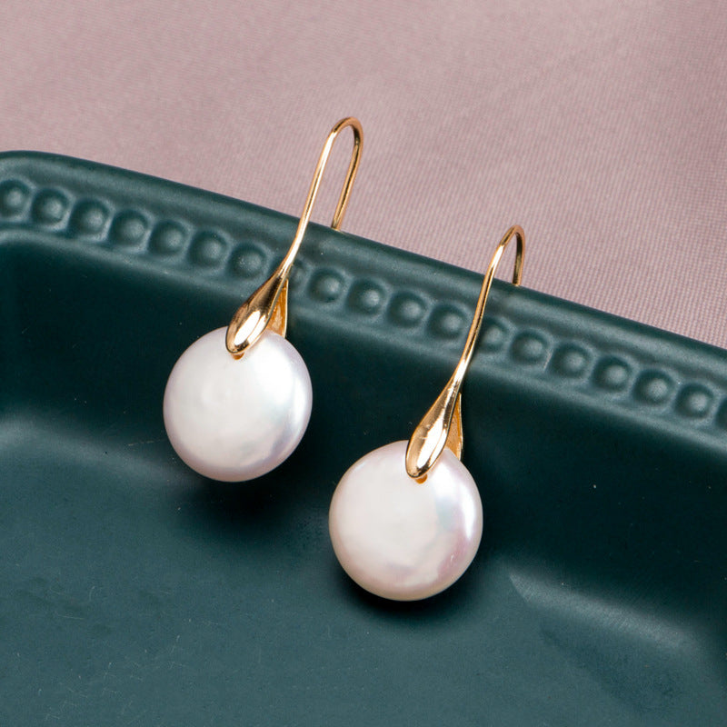 AAA Real Baroque Pearl Drop Earrings in 14K Gold Over Sterling Silver(10-11mm)