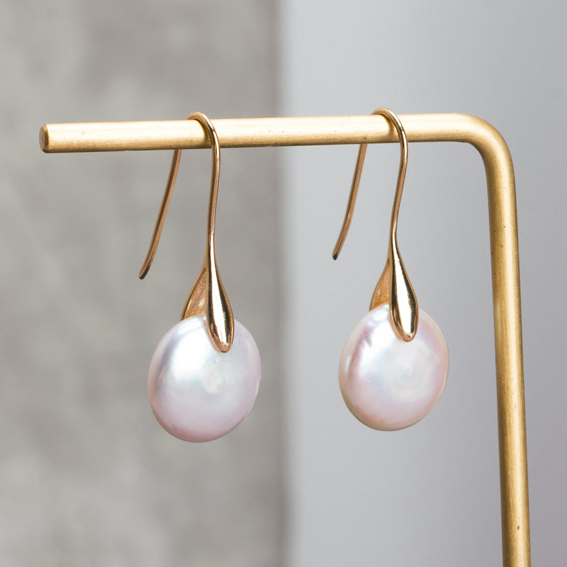 AAA Real Baroque Pearl Drop Earrings in 14K Gold Over Sterling Silver(10-11mm)