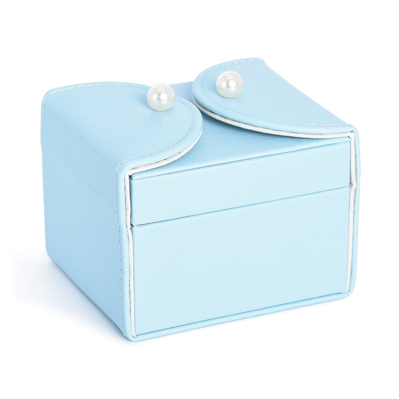 Double-layer Mini stud earrings rings Jewelry Box Useful Makeup Organizer Travel Portable Jewelry PU Box