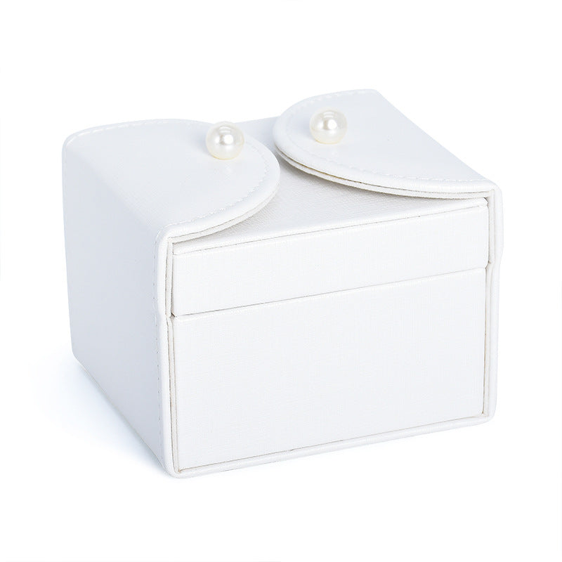 Double-layer Mini stud earrings rings Jewelry Box Useful Makeup Organizer Travel Portable Jewelry PU Box