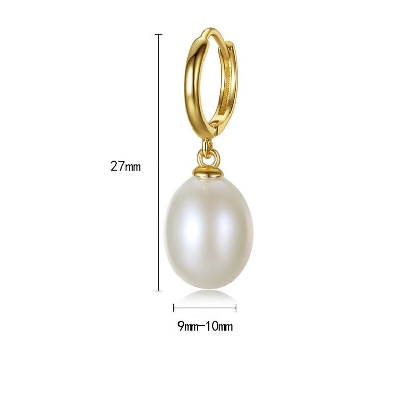 real pearl earrings | gold pearl drop earrings | pearl huggie earrings size