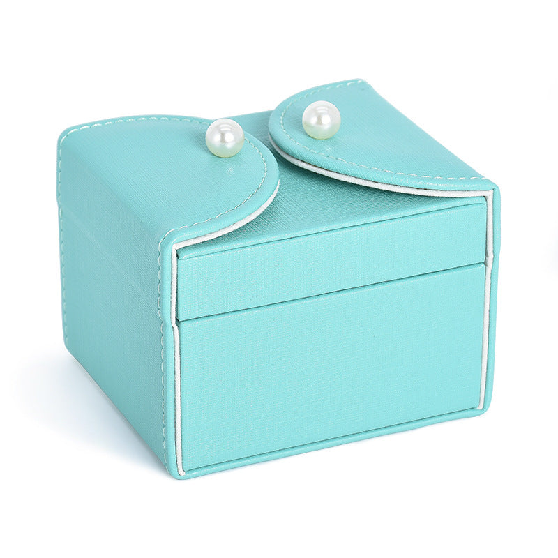 Double-layer Mini stud earrings rings Jewelry Box Useful Makeup Organizer Travel Portable Jewelry PU Box
