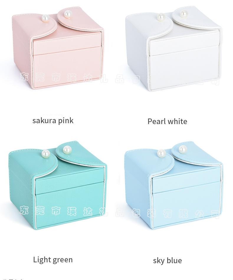 Double-layer Mini stud earrings rings Jewelry Box Useful Makeup Organizer Travel Portable Jewelry PU Box