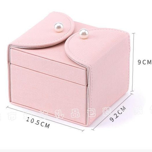 Double-layer Mini stud earrings rings Jewelry Box Useful Makeup Organizer Travel Portable Jewelry PU Box