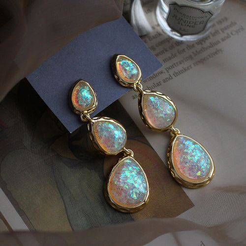 Opal Dangle Long Earrings Long Dangling Moonstone Earrings For Women