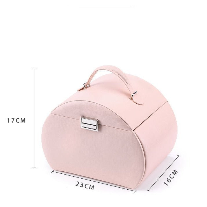 Double-layer Mini stud earrings rings Jewelry Box Useful Makeup Organizer Travel Portable Jewelry PU Box