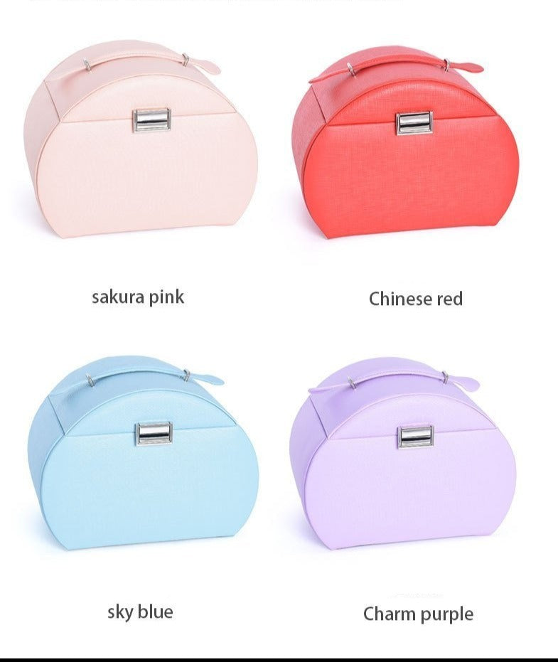 Double-layer Mini stud earrings rings Jewelry Box Useful Makeup Organizer Travel Portable Jewelry PU Box