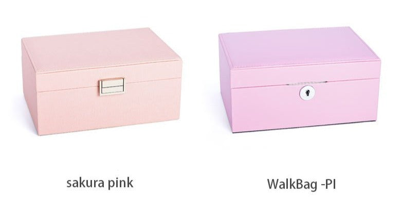 Double-layer Mini stud earrings rings Jewelry Box Useful Makeup Organizer Travel Portable Jewelry PU Box