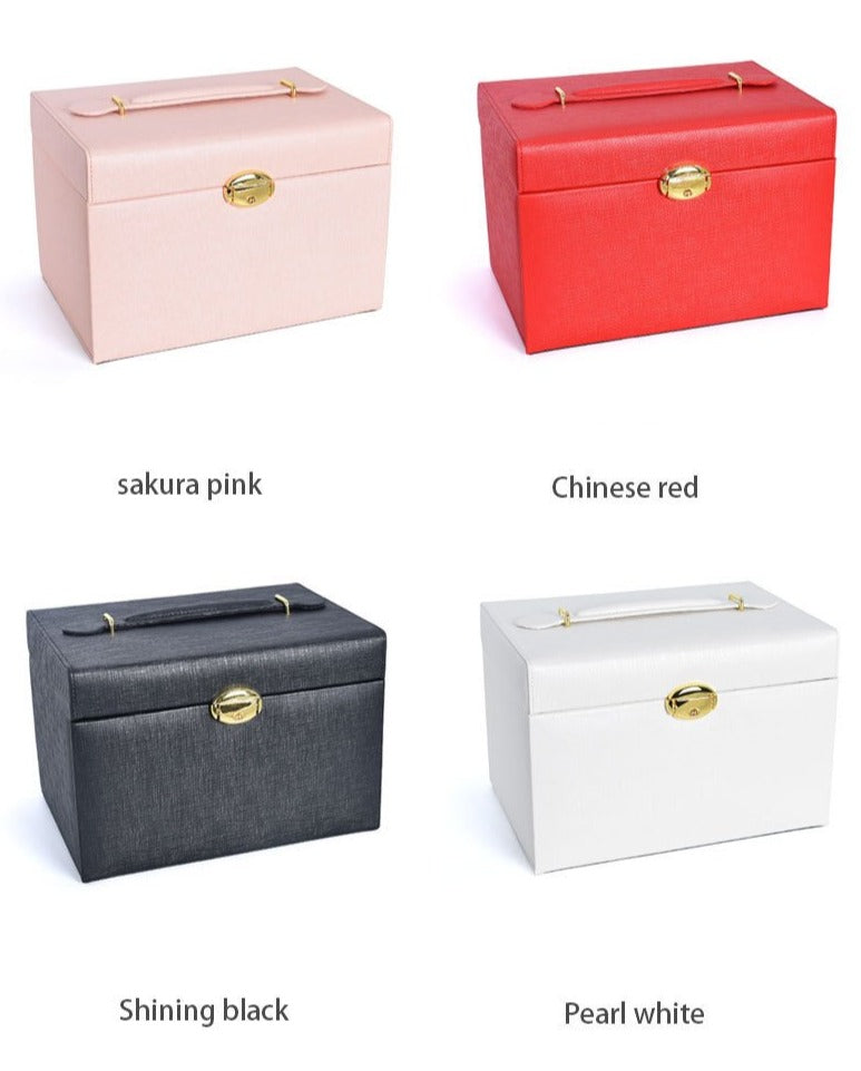 Double-layer Mini stud earrings rings Jewelry Box Useful Makeup Organizer Travel Portable Jewelry PU Box