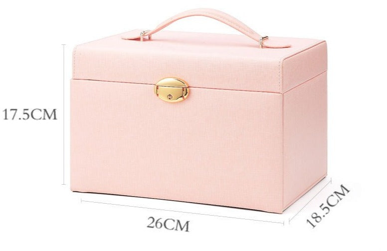 Double-layer Mini stud earrings rings Jewelry Box Useful Makeup Organizer Travel Portable Jewelry PU Box