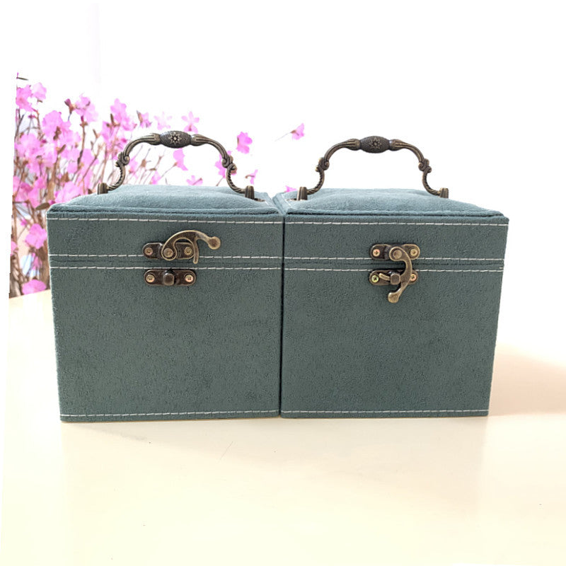 Rubik's Cube Mini stud earrings rings Jewelry Box Useful Makeup Organizer Travel Portable Jewelry Lint Box