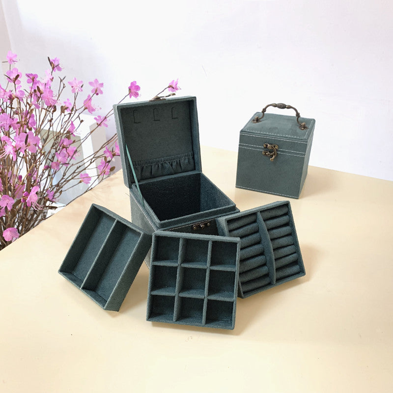 Rubik's Cube Mini stud earrings rings Jewelry Box Useful Makeup Organizer Travel Portable Jewelry Lint Box