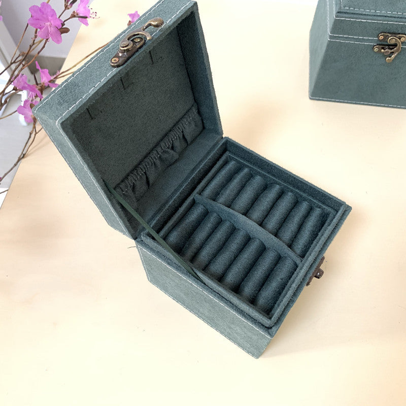 Rubik's Cube Mini stud earrings rings Jewelry Box Useful Makeup Organizer Travel Portable Jewelry Lint Box