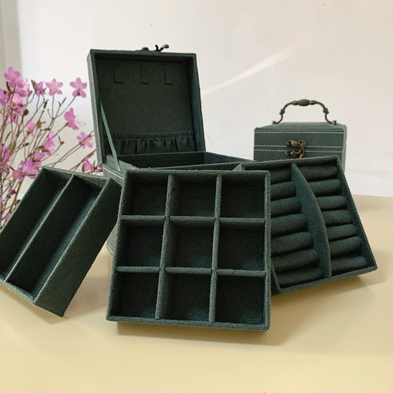 Rubik's Cube Mini stud earrings rings Jewelry Box Useful Makeup Organizer Travel Portable Jewelry Lint Box