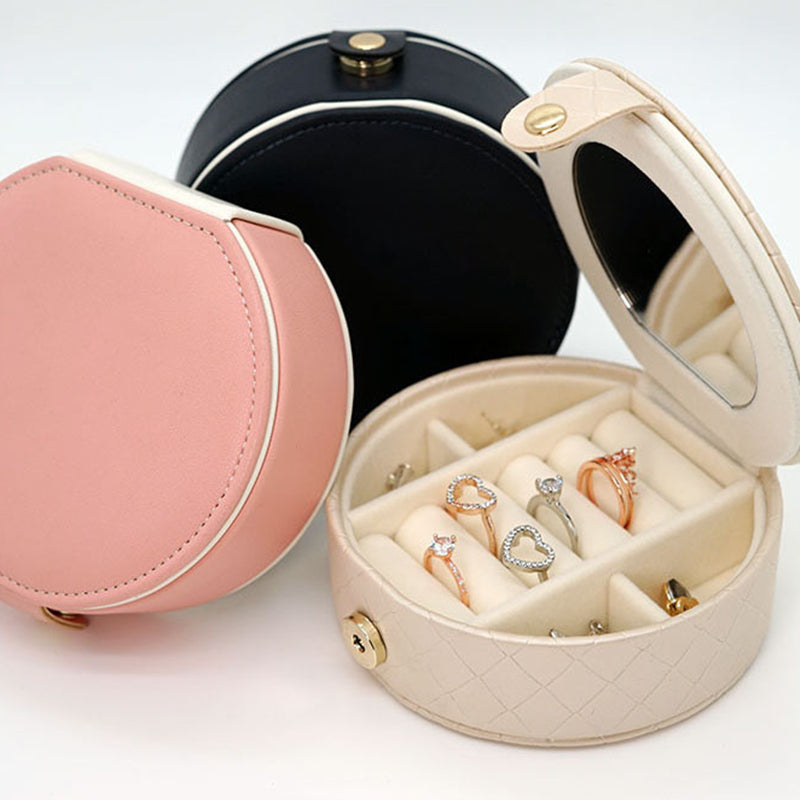 Women's Mini stud earrings rings Jewelry Box | Travel Portable Jewelry PU Box