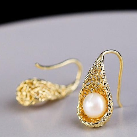 High Heels Pearl Drop Earrings 14K Gold | Real Pearl Earrings Freshwater pearl earrings Huge Tomato