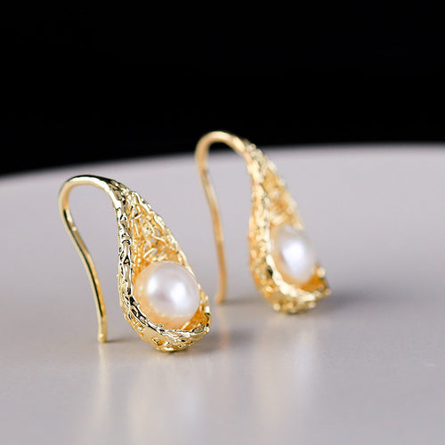 High Heels Pearl Drop Earrings 14K Gold | Real Pearl Earrings Freshwater pearl earrings Huge Tomato